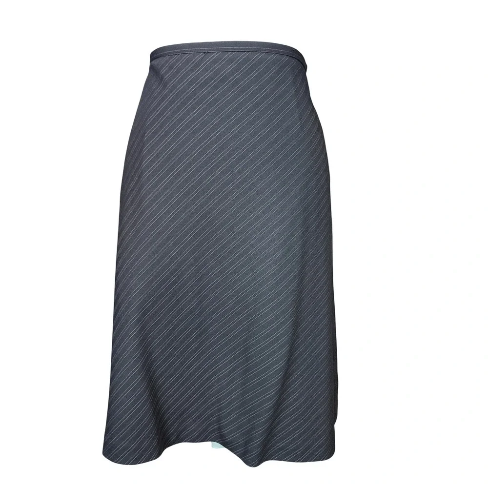Worthington Pinstripe Skirt Suit Set Womens 12 Gray A-Line Office Business Work
